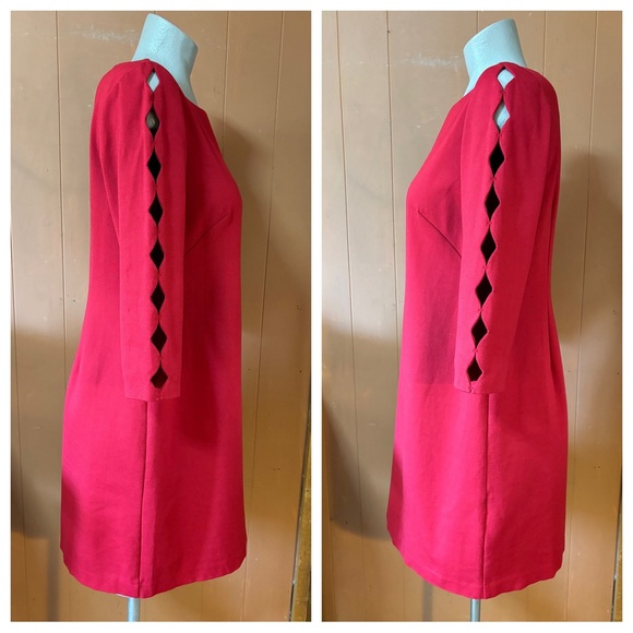 RSVP by Talbots Red Sheath Dress Cut-Out Arms 8P - Picture 5 of 9
